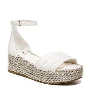 Franco Sarto A-Via Espadrille Platform Wedge Sandal in Shine White